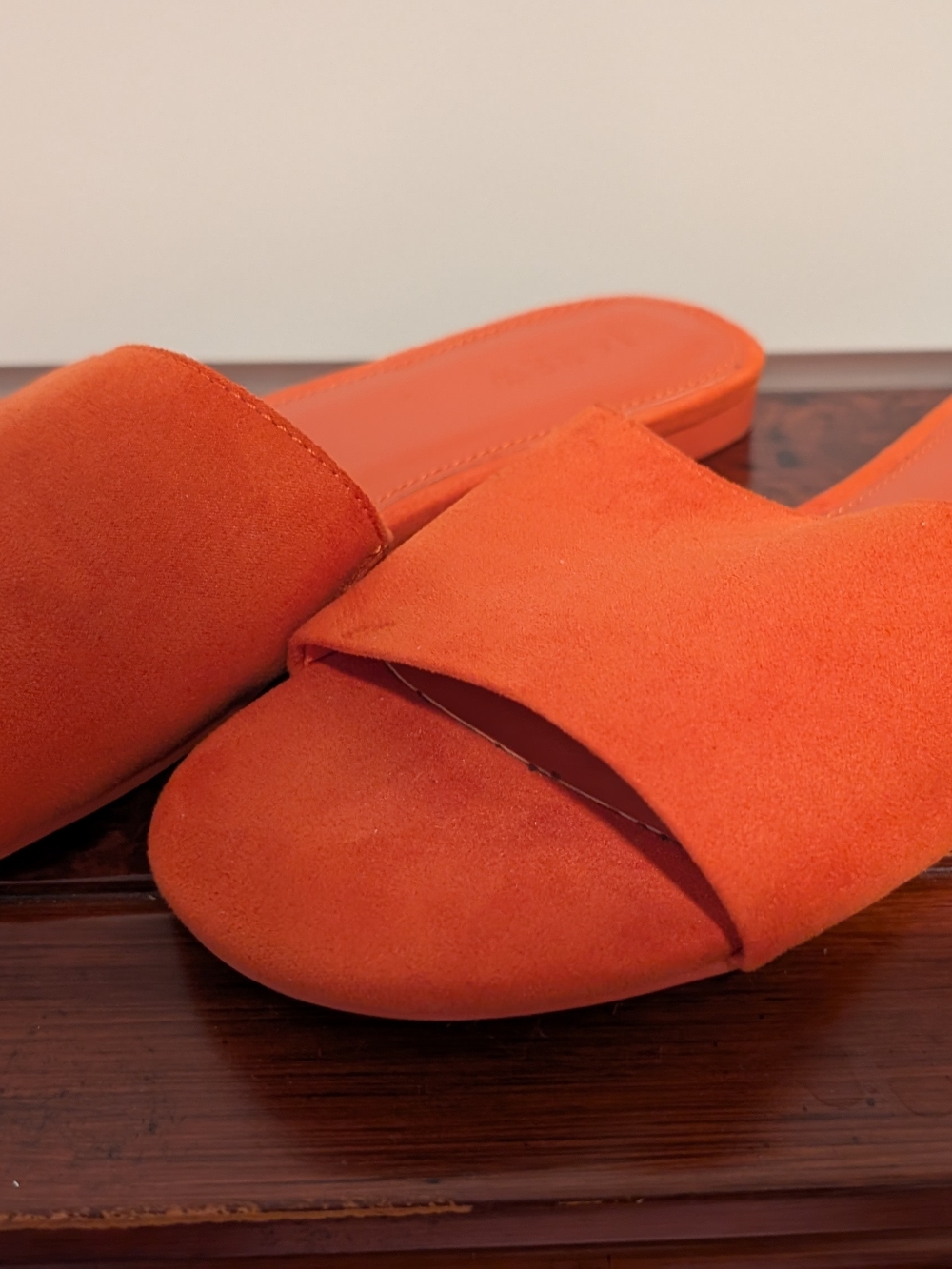 J. Crew Orange Suede Slide Mules